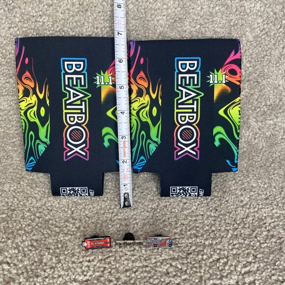 BeatBox Drink Cooler Koozies Pair Neoprene 500ml Square Carton With 3 Pins - Picture 4 of 5